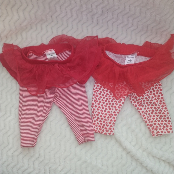 2 Carter's Twin Valentine Onsie & Legging Tutu Set - Picture 9 of 11